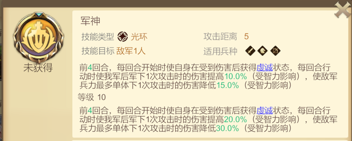 《天下英雄》军神技能介绍