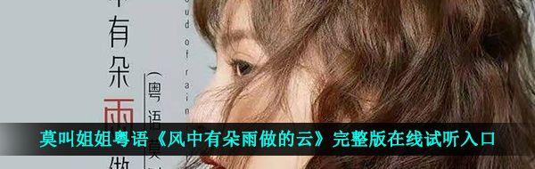 莫叫姐姐粤语《风中有朵雨做的云》完整版在线试听入口