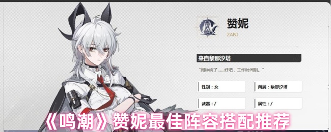 《鸣潮》赞妮*阵容搭配推荐