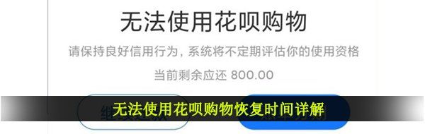 无法使用花呗购物恢复时间详解